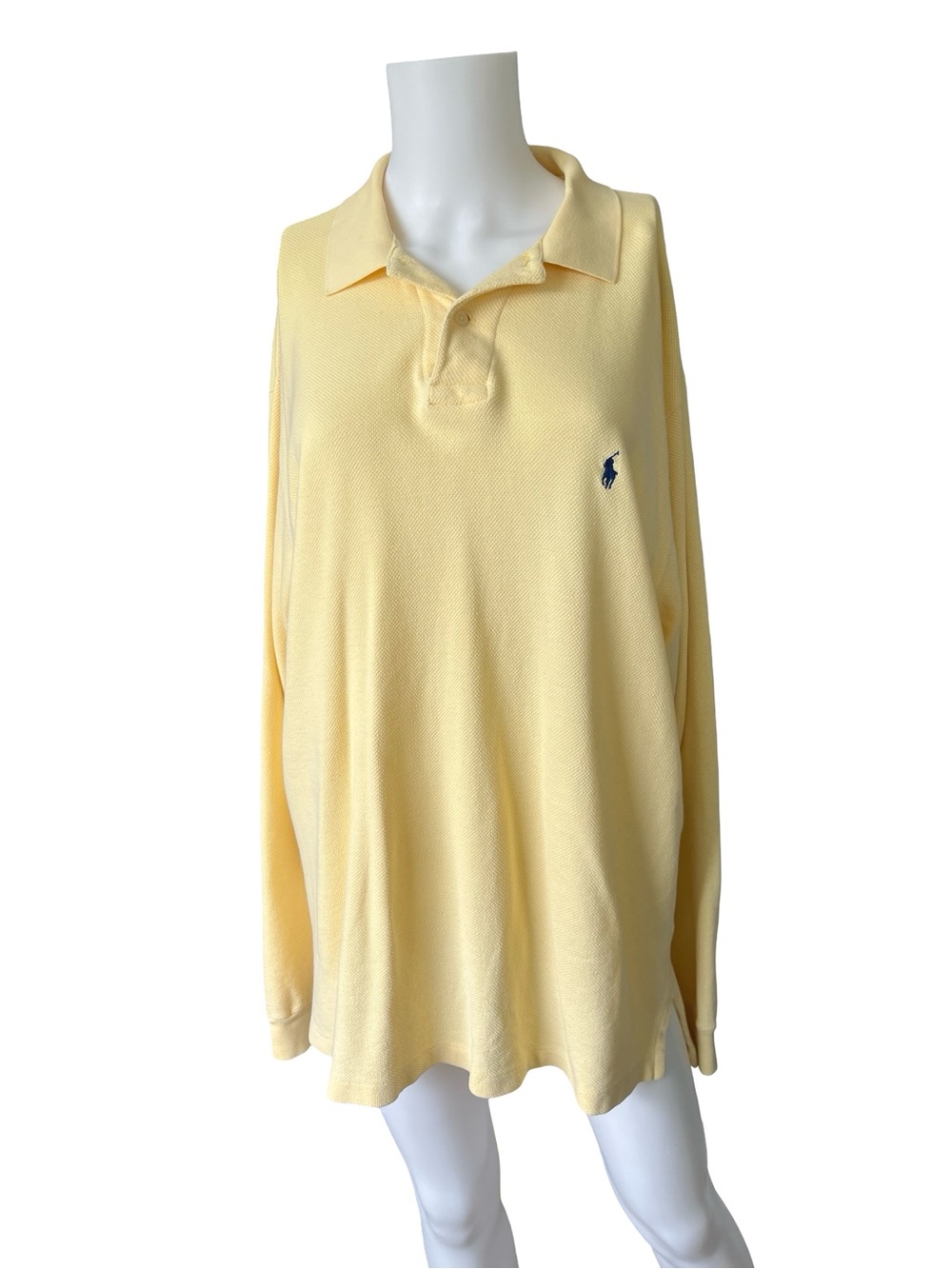 Vintage Polo Ralph Lauren Yellow Polo Long Sleeve Pullover Mens Size Large